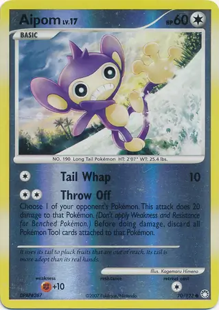 Aipom [Reverse Holo] #70 from Mysterious Treasures Pokémon card set