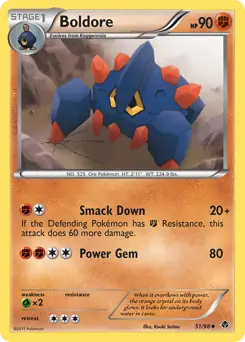 Boldore [Cracked Ice] #51 Pokémon Card from Pokemon Emerging Powers Set 