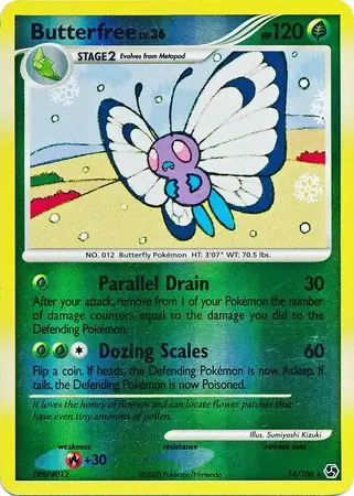 Butterfree [Reverse Holo] #14 from Great Encounters Pokémon card set