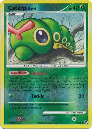 Caterpie [Reverse Holo] #63 from Great Encounters Pokémon card set