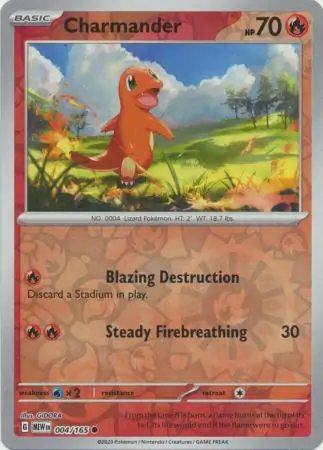 Charmander [Reverse Holo Cosmos] #4 Pokémon Card from Pokemon Scarlet & Violet 151 Set 
