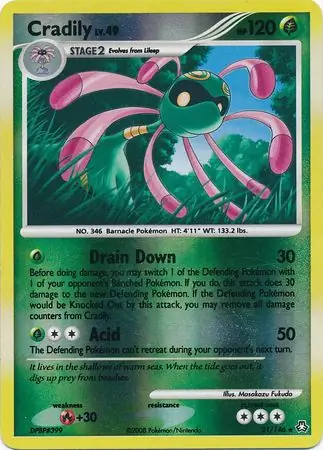 Cradily [Reverse Holo] #21 from Legends Awakened Pokémon card set