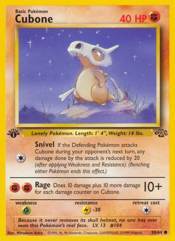 Cubone #50 Pokémon Card from Pokemon Jungle Set 