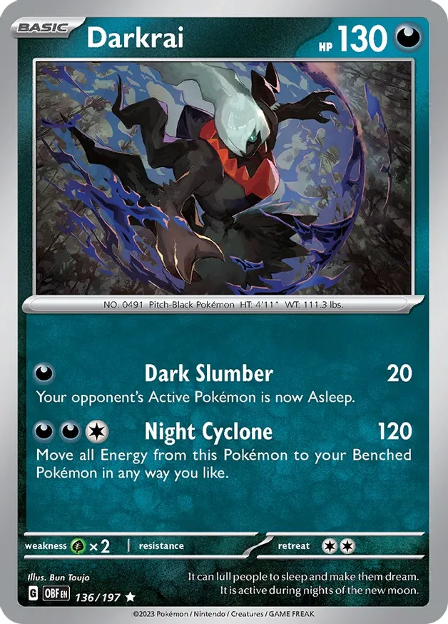 Darkrai [Cosmos Holo] #136 from Obsidian Flames Pokémon card set