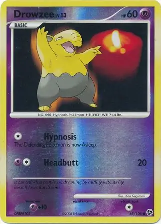 Drowzee [Reverse Holo] #65 Pokémon Card from Pokemon Great Encounters Set 
