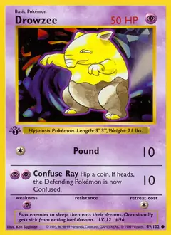 Drowzee [1st Edition] #49 Pokémon Card from Pokemon Base Set Set 