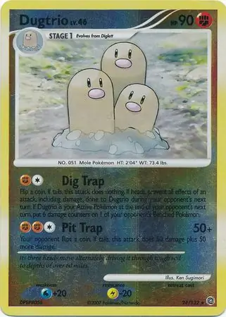 Dugtrio [Reverse Holo] #24 Pokémon Card from Pokemon Platinum Set 