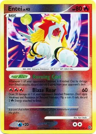 Entei [Reverse Holo] #4 from Secret Wonders Pokémon card set