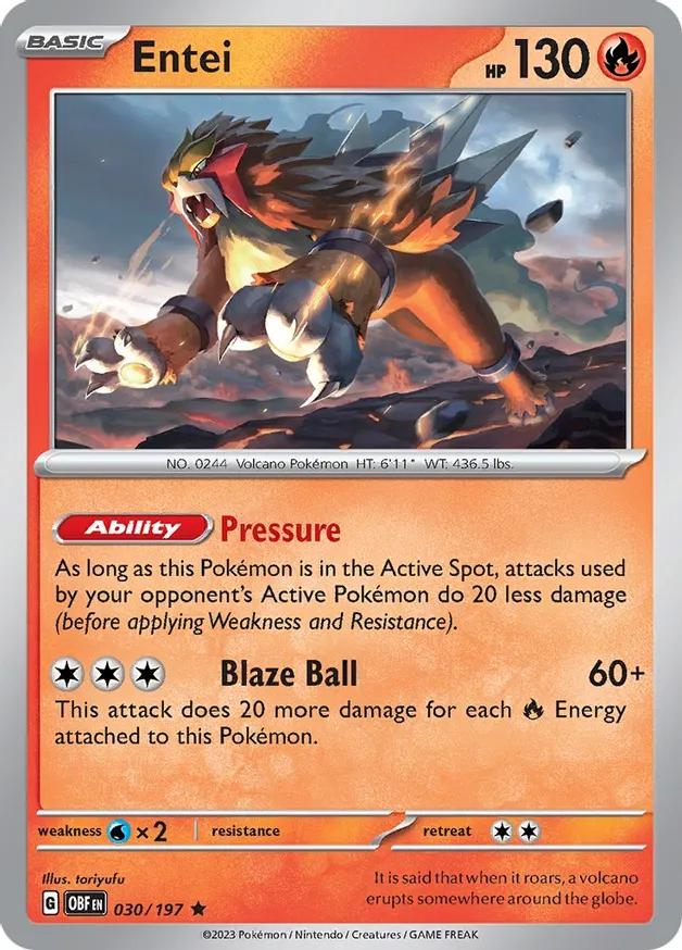 Entei [Holo] #30 Pokémon Card from Pokemon Obsidian Flames Set 