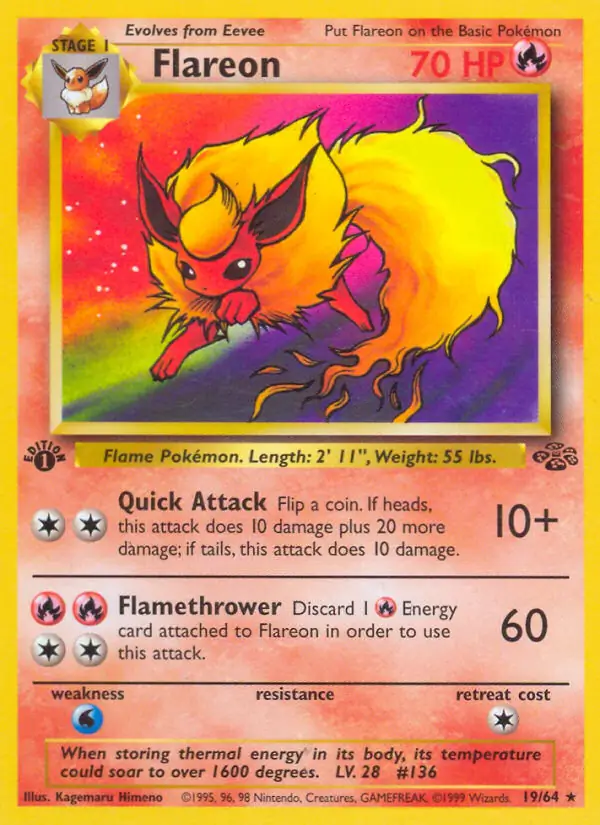 Flareon #19 Pokémon Card from Pokemon Jungle Set 