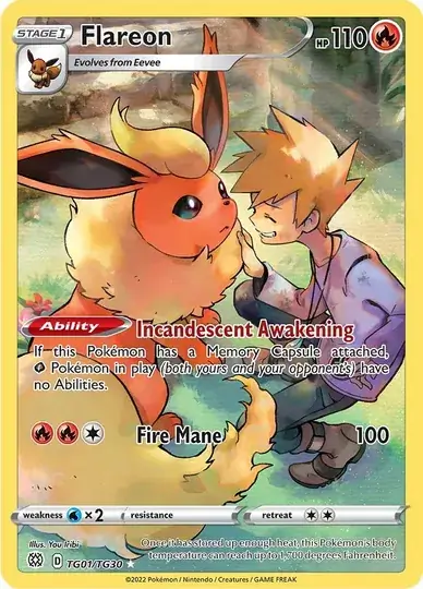 Flareon #TG01 from Brilliant Stars Pokémon card set
