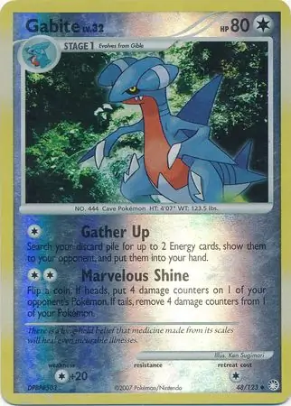 Gabite [Reverse Holo] #48 Pokémon Card from Pokemon Mysterious Treasures Set 