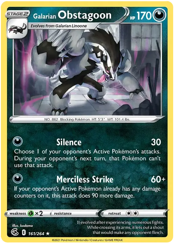Galarian Obstagoon [Holo] #161 Pokémon Card from Pokemon Fusion Strike Set 