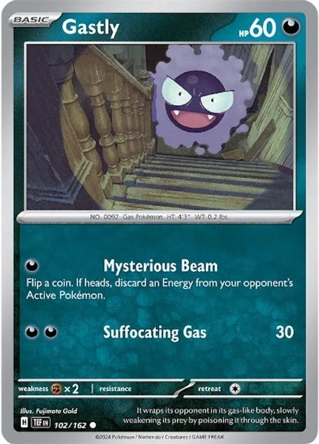Gastly #102 Pokémon Card from Pokemon Temporal Forces Set 