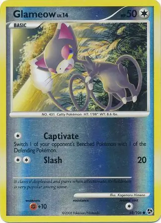 Glameow [Reverse Holo] #68 Pokémon Card from Pokemon Great Encounters Set 
