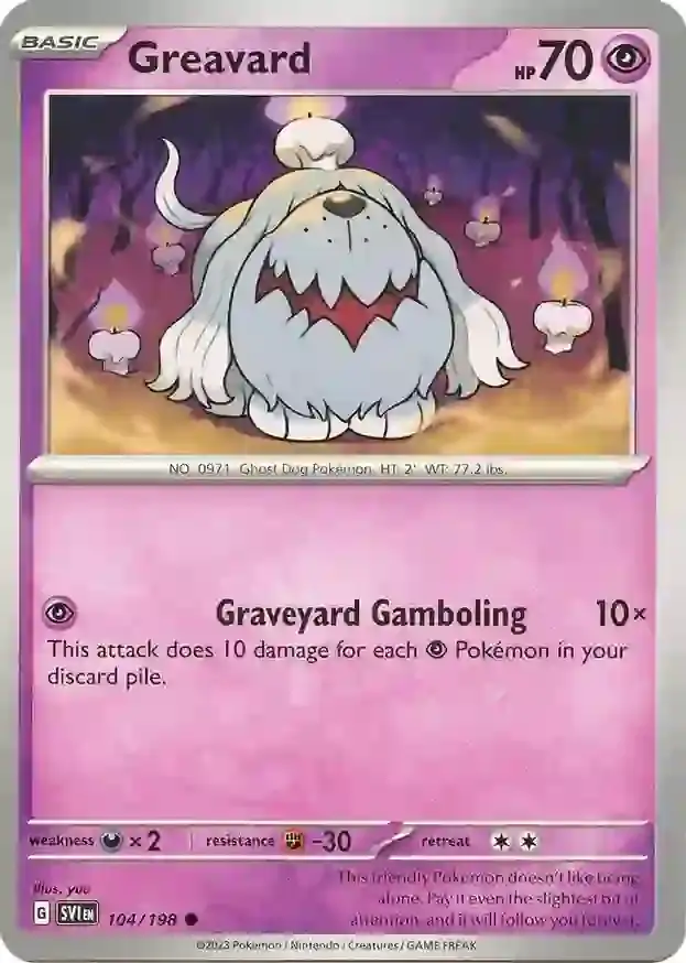 Greavard #104 Pokémon Card from Pokemon Scarlet & Violet Set