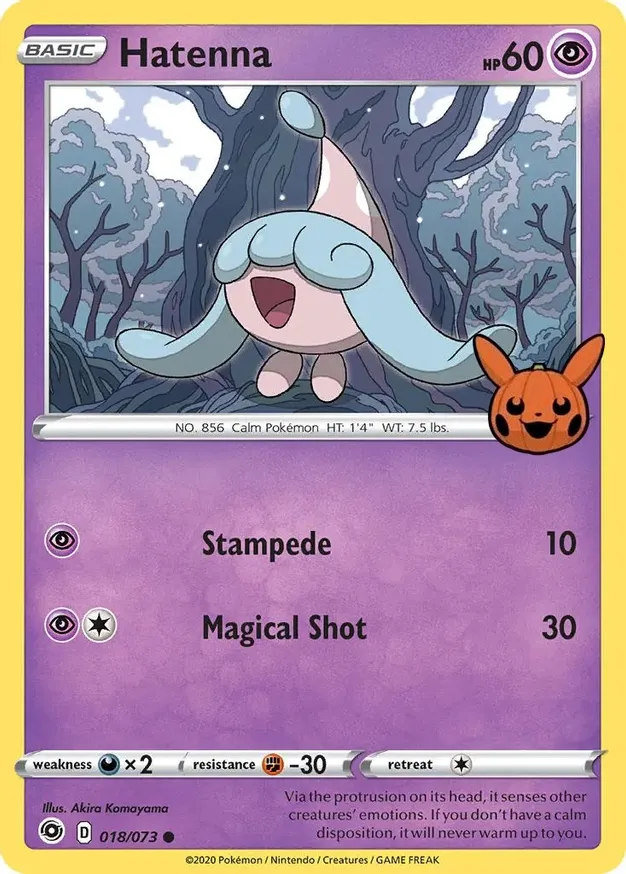 Hatenna #18 from Champion's Path Pokémon card set