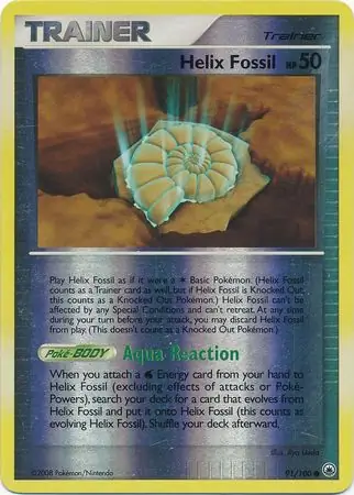 Helix Fossil [Reverse Holo] #91 Pokémon Card from Pokemon Majestic Dawn Set 