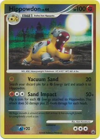 Hippowdon [Reverse Holo] #21 Pokémon Card from Pokemon Majestic Dawn Set 