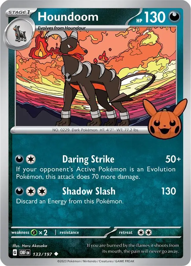 Houndoom #133 Pokémon Card from Pokemon Obsidian Flames Set 