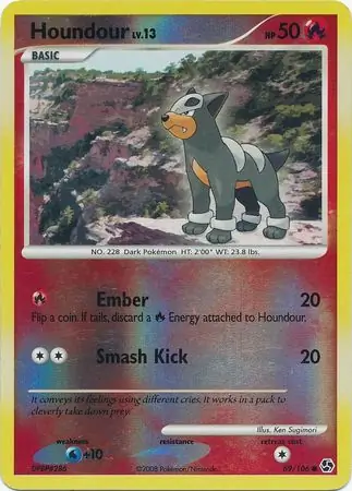 Houndour [Reverse Holo] #69 Pokémon Card from Pokemon Great Encounters Set 