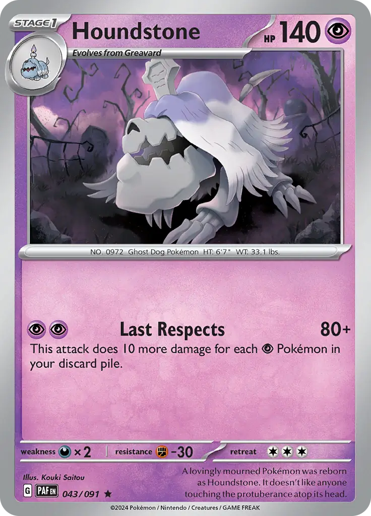 Houndstone #43 Pokémon Card from Pokemon Paldean Fates Set 