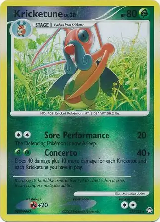 Kricketune [Reverse Holo] #27 Pokémon Card from Pokemon Mysterious Treasures Set 