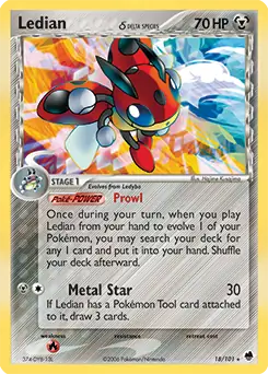 Ledian [Stamped] #18 from Dragon Frontiers Pokémon card set