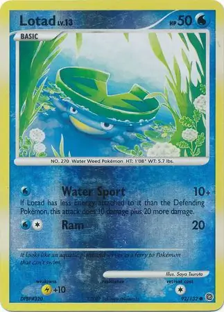 Lotad [Reverse Holo] #92 Pokémon Card from Pokemon Secret Wonders Set 
