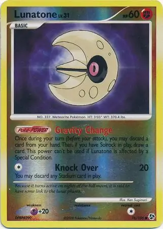 Lunatone [Reverse Holo] #76 Pokémon Card from Pokemon Great Encounters Set 