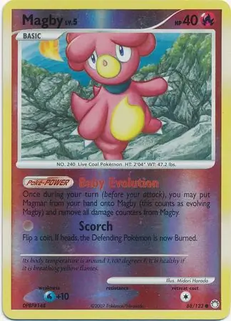 Magby [Reverse Holo] #88 from Mysterious Treasures Pokémon card set