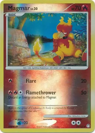 Magmar [Reverse Holo] #54 from Mysterious Treasures Pokémon card set