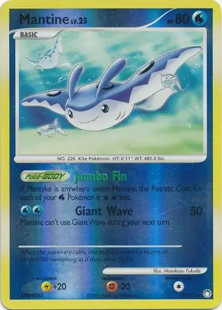Mantine [Reverse Holo] #29 Pokémon Card from Pokemon Mysterious Treasures Set 
