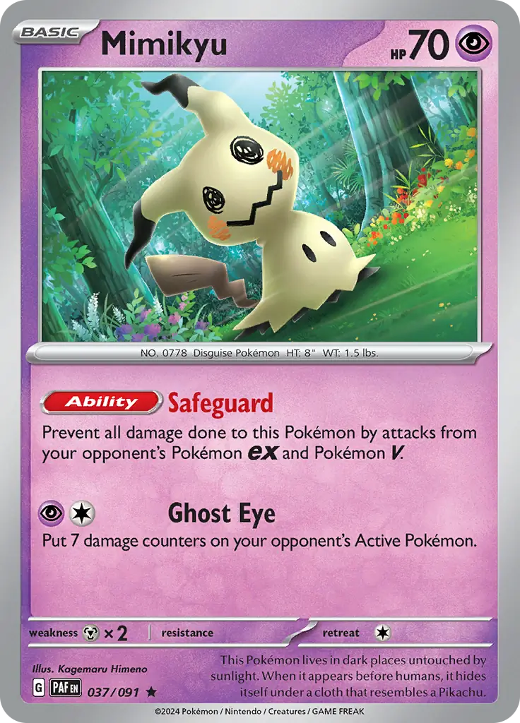 Mimikyu #37 Pokémon Card from Pokemon Paldean Fates Set 