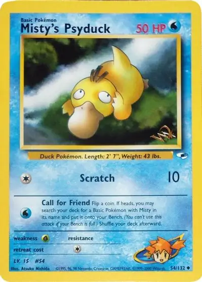 Misty's Psyduck #54 Pokémon Card from Pokemon Gym Heroes Set