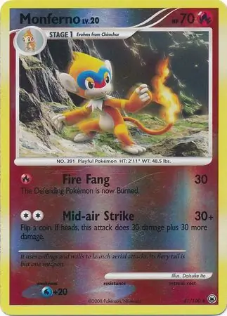 Monferno [Reverse Holo] #41 from Majestic Dawn Pokémon card set