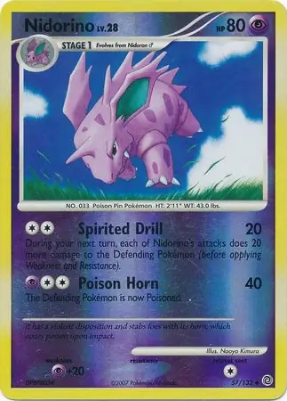 Nidorino [Reverse Holo] #57 Pokémon Card from Pokemon Secret Wonders Set 