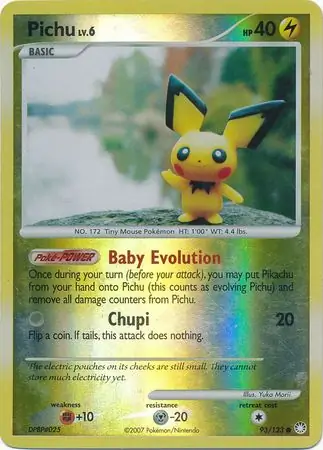 Pichu [Reverse Holo] #93 from Mysterious Treasures Pokémon card set