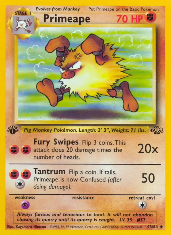 Primeape #43 Pokémon Card from Pokemon Jungle Set 