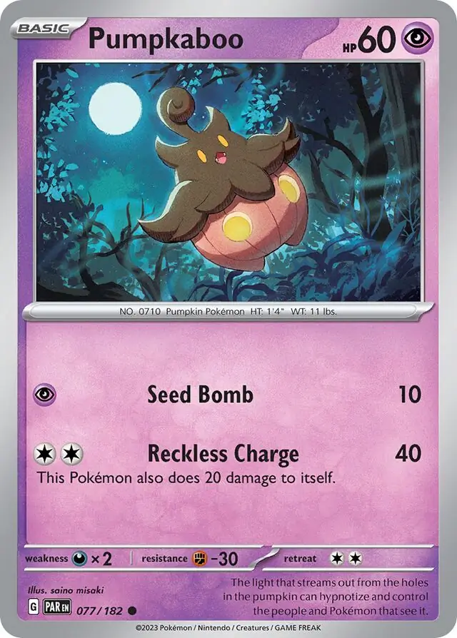 Pumpkaboo #77 Pokémon Card from Pokemon Paradox Rift Set