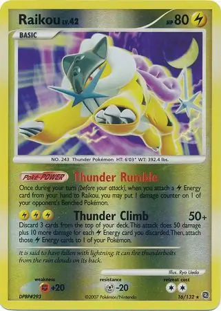 Raikou [Reverse Holo] #16 from Secret Wonders Pokémon card set