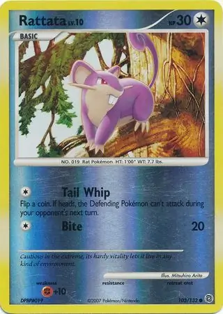 Rattata [Reverse Holo] #103 Pokémon Card from Pokemon Secret Wonders Set 