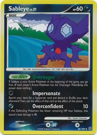 Sableye [Reverse Holo] #48 Pokémon Card from Pokemon Stormfront Set 