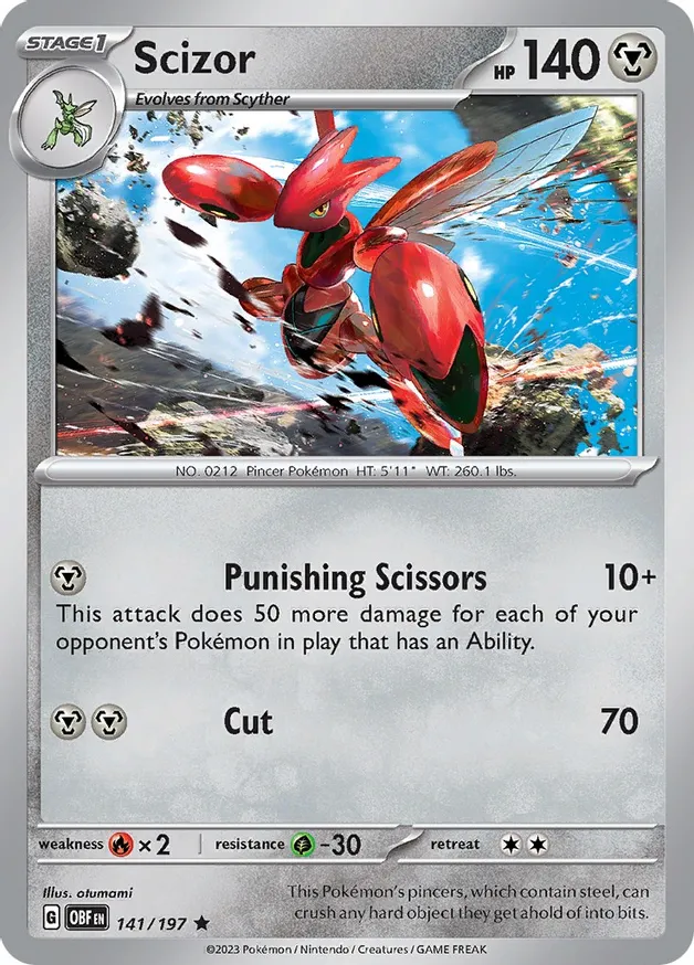 Scizor [Cosmos Holo] #141 from Obsidian Flames Pokémon card set
