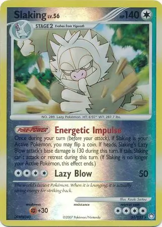 Slaking [Reverse Holo] #34 Pokémon Card from Pokemon Mysterious Treasures Set 