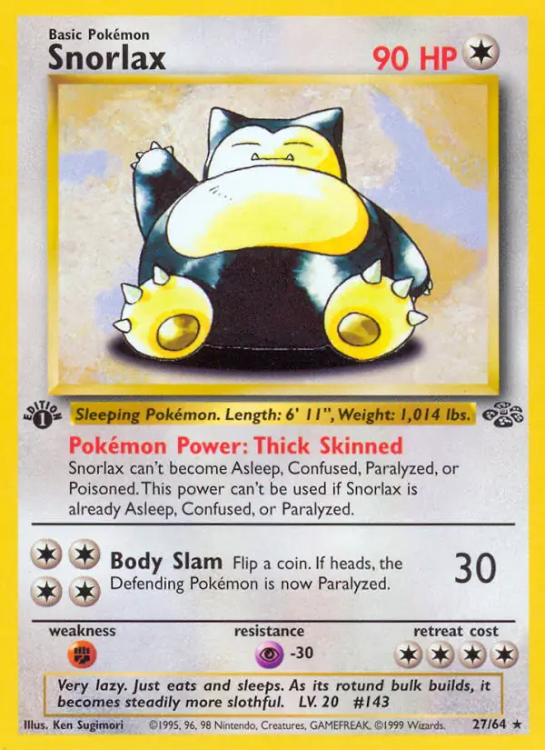 Snorlax #27 Pokémon Card from Pokemon Jungle Set 