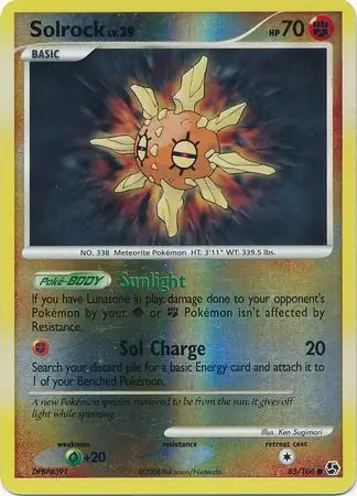 Solrock [Reverse Holo] #85 Pokémon Card from Pokemon Great Encounters Set 