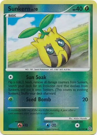 Sunkern [Reverse Holo] #114 Pokémon Card from Pokemon Secret Wonders Set 