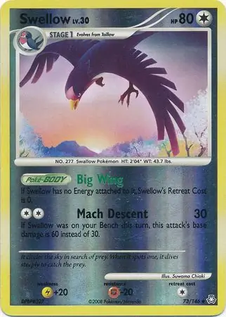 Swellow [Reverse Holo] #73 Pokémon Card from Pokemon Legends Awakened Set 