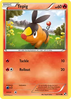 Tepig [Cosmos Holo] #15 Pokémon Card from Pokemon Black & White Set 